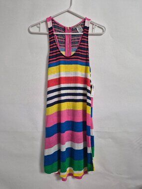 Ultra Teeze Womens XS Striped Sleeveless Racerback Pullover Mini Dress Coverup